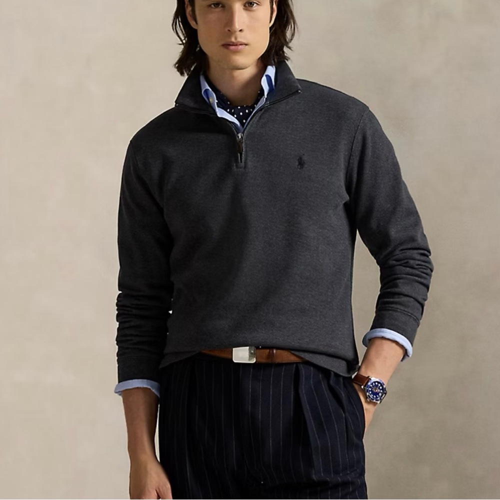 Polo Ralph Lauren Men's Charcoal Quarter Zip-Up Sweater